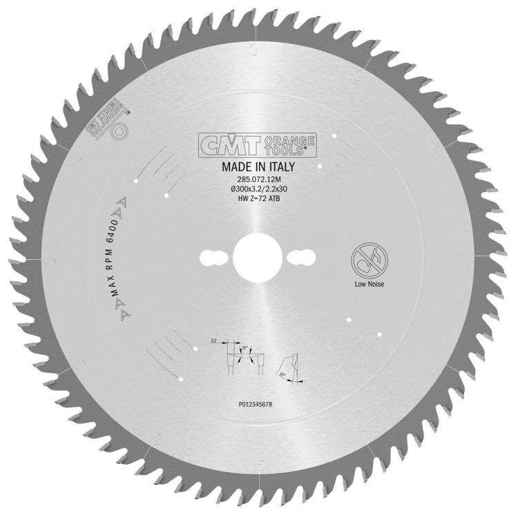 Sierra circular 300x3.2x30 Z:72 atb 15° silenciosa 285.072.12M CMT