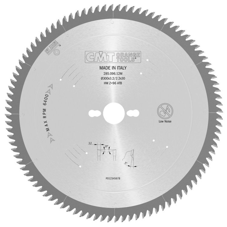 Sierra circular 300x3.2x30 Z:96 atb 15° silenciosa 285.096.12M CMT