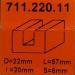 Fresa recta HM S:6 D:22x20 711.220.11 CMT