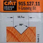 Fresa para ranuras en V (90) HM S:8 D:12.7x12.7 915.127.11 CMT