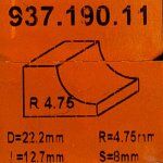 Fresa r.convexo c/rodam. HM S:8 D:22.2 R:4.8 937.190.11 CMT