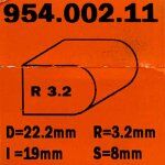Fresa semicircular HM S:8 D:22.2 R:3.2 954.002.11 CMT