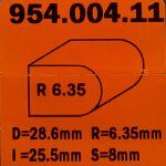 Fresa semicircular HM S:8 D:28.6 R:6.4 954.004.11 CMT