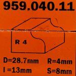 Fresa perfilada c/rodam. HM S:8 D:28.7 R:4 (7/8/959) 959.040.11 CMT