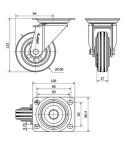 Rueda Giratoria 2-0225 10ZV100-BSR 100mm Goma Negra Alex