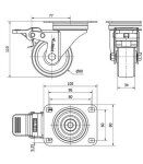 Rueda Giratoria 2-2414 - 10ZVLIFD80-UT PP 80mm INOX Freno Alex